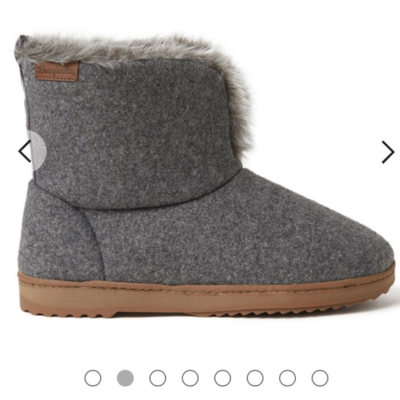 NWT Dearfoams Sierra Comfy Cozy Booties Memory Foam Outsoles Furry Boot Slippers - Picture 3 of 11